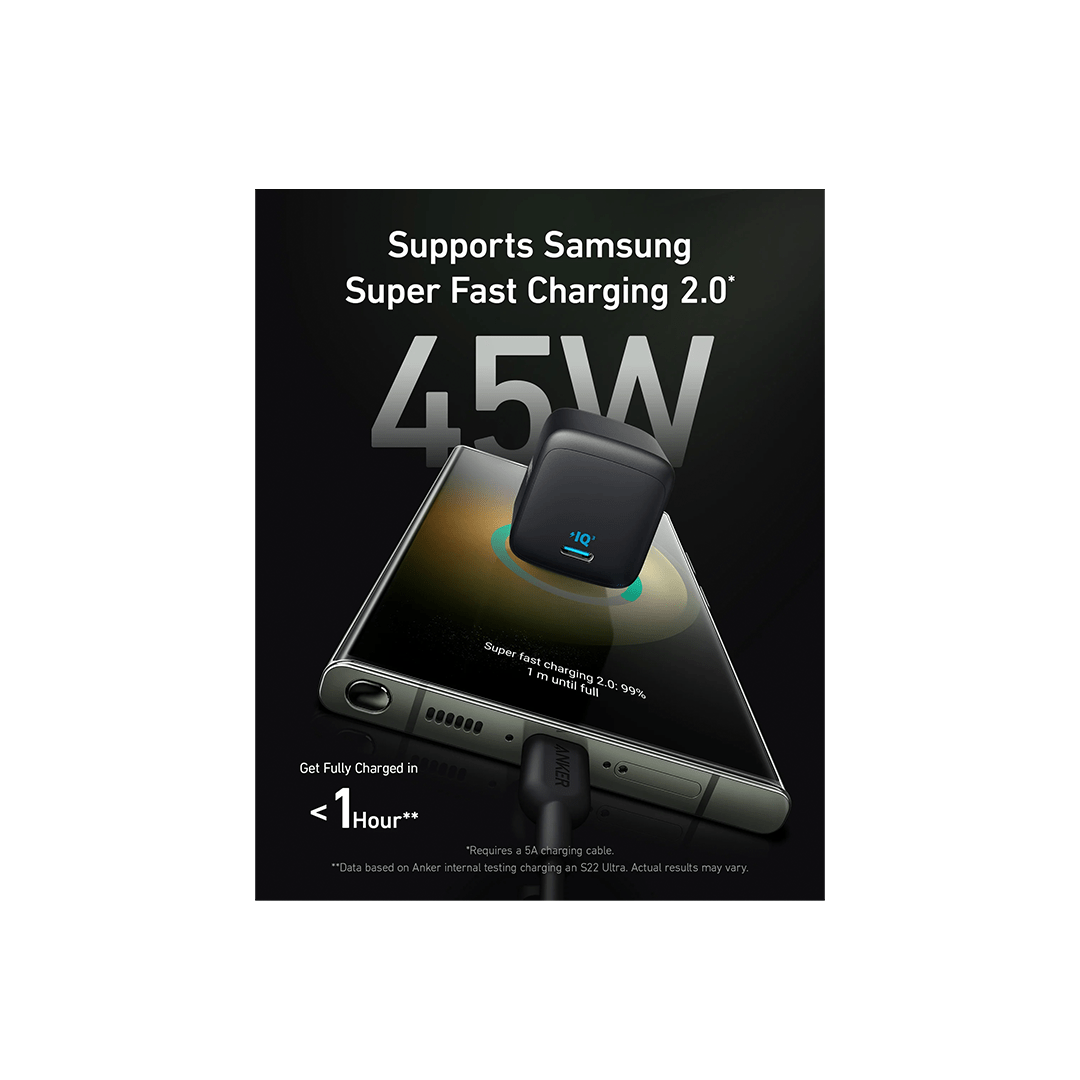 Anker 313 Charger 45w Ace USB C Super Fast Adapter - Black in Qatar Anker 313 Charger 45w Ace USB C Super Fast Adapter - Black in Qatar